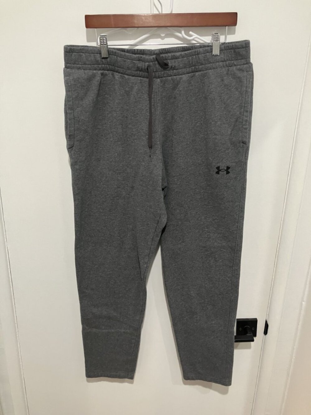 Under Armour Men's Fleece Sweatpants Charcoal Gray Joggers Black Logo Size XL